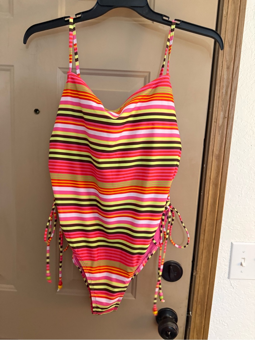 Girls' Bright Multi-Stripe One-Piece Swimsuit